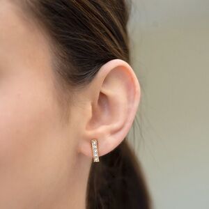 Touchstone Crystal Pave Bar Earrings Gold